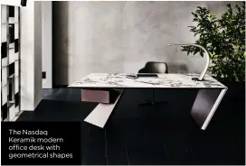  ?? ?? The Nasdaq Keramik modern office desk with geometrica­l shapes