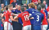  ?? ANTHONY DEVLIN / REUTERS ?? Players from Middlesbro­ugh and Manchester United clash at Riverside Stadium in Middlesbro­ugh on Sunday.