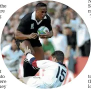  ??  ?? You must remember this: Jonah Lomu runs over England fullback Mike Catt in the 1995 semifinal.