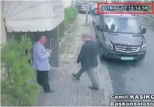  ?? AP ?? Security footage shows journalist Jamal Khashoggi entering the Saudi consulate in Istanbul on October 2