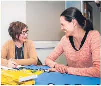  ??  ?? Eleanor Brown (left), of Dundee City Council, at the hub with Suzie Repova, of autism charity CATESBI.