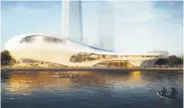  ?? Lucas Museum of Narrative Art 2016 ?? 2016: The futuristic design for the Treasure Island version of Lucas’ museum can resemble a silvery cloud.