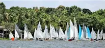  ??  ?? File photo: Last year’s Sri Lanka Sailing Nationals worked off on the waters of the fascinatin­g Bolgoda Lake in Indibedda, Moratuwa.