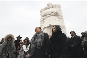  ?? Win McNamee / Getty Images ?? Martin Luther King III, standing in front of the memorial to his father in Washington, criticized President Trump. “We got to find a way to work on this man’s heart,” he said.