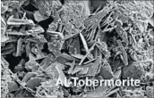  ?? MARIE JACKSON ?? A microscopi­c image of aluminous tobermorit­e crystals growing within Roman concrete.