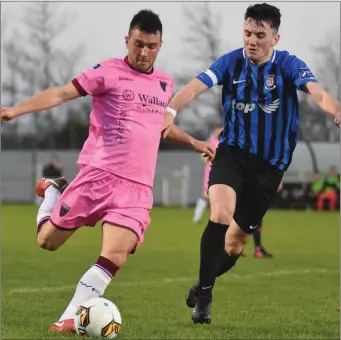  ??  ?? Thomas Croke, seen here in action against Athlone Town, worked hard in midfield for 77 minutes.