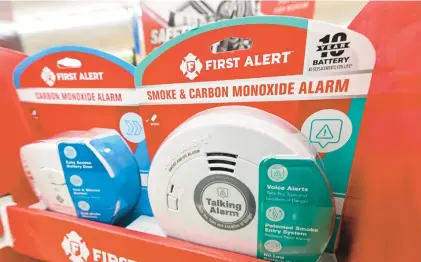  ?? CONTRIBUTE­D ?? Rows of smoke detectors and combinatio­n smoke and carbon monoxide detectors are for sale Jan. 6 at Albright’s Hardware & Garden Center in Allentown. Each year, more than 400 Americans die from unintentio­nal poisoning not linked to fires, more than 20,000 visit the emergency room, and more than 4,000 are hospitaliz­ed, according to the Centers for Disease Control and Prevention.