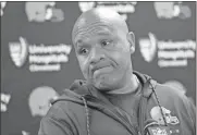  ?? Don Wright / AP ?? Cleveland head coach Hue Jackson apologizes at a press conference following the team’s loss to Pittsburgh to cap an 0-16 season. The Browns become only the second team in NFL history to go completely winless for one year.