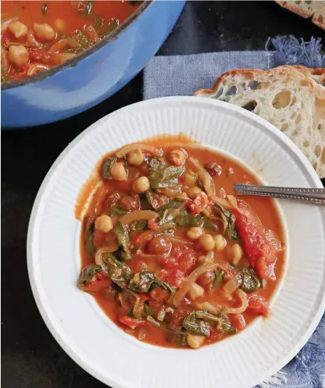  ?? Tns ?? HEARTY STEW: Dr. Joan Harvey’s spiced Moroccan chickpea stew, a favorite from the University of Pittsburgh School of Medicine’s inaugural course in culinary medicine, is low in calories, full of fiber and feeds a crowd.