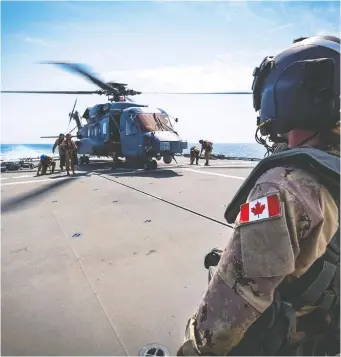  ?? CPL. BRaDEN TRUDEAU/TRINITY ?? A CH-148 Cyclone like this one, seen in September aboard the HMCS Halifax, is reported missing and is believed to have crashed off the coast of Greece with three to six people aboard.