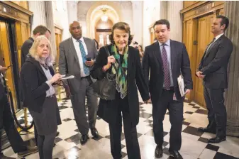  ?? Erin Schaff / New York Times ?? Unlike most Democrats, Sen. Dianne Feinstein voted against the deal to end the government shutdown. Democrats caved after realizing their holdout alienated voters in swing-states.