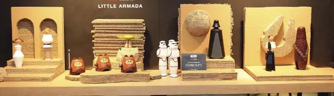  ??  ?? Little Armada figures are made of wood: “Star Wars has such iconic characters that even just their shapes are recognizab­le,” Cobonpue says of the gift collection.