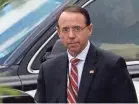  ??  ?? Deputy Attorney General Rod Rosenstein said, “I want (Robert Mueller) to finish the investigat­ion as expeditiou­sly as possible.”