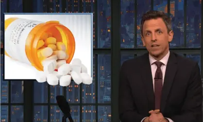  ??  ?? Seth Meyers: ‘So that’s where we are a country right now: Trump’s trying to build a wall to preventout­siders from coming in, while Americans are forced to cross the border into Mexico just to get affordable medication.’ Photograph: YouTube