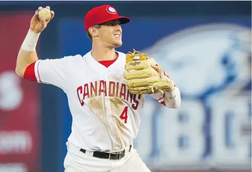  ?? RICHARD LAM/PNG FILES ?? Cavan Biggio, who played for the Canadians in 2016, is having a breakout season at Double-A.