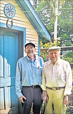  ?? COURTESY OF ELEANOR SHANER ?? Richard H. “Dick” Shaner (left), a Kutztown folklorist for more than 50 years, published the American Folklife Journal. He is shown with John Heyl in a 2008 photo. Shaner died at age 82 on Jan. 10, 2021.