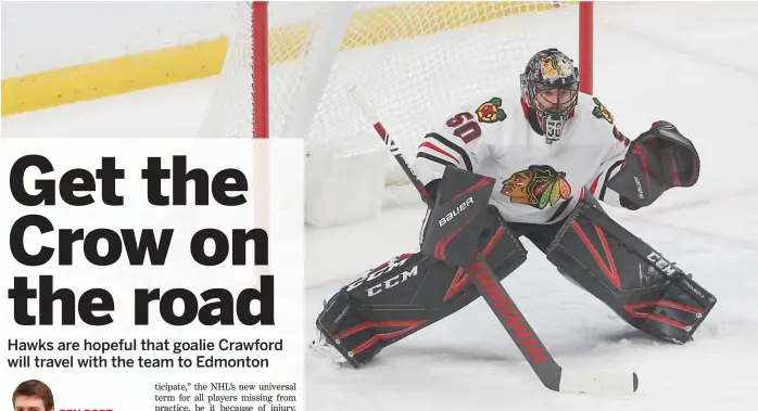  ?? JIM MONE/AP ?? Corey Crawford tied for 15th in the league this season with a .917 save percentage despite playing behind a leaky defense.
