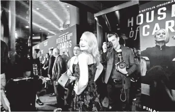  ??  ?? Cast member Patricia Clarkson poses at a premiere for the television series ‘House of Cards’ in Los Angeles, California, on Monday. — Reuters file photo