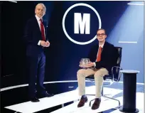  ??  ?? John Humphrys with Mastermind Jonathan Gibson, 24