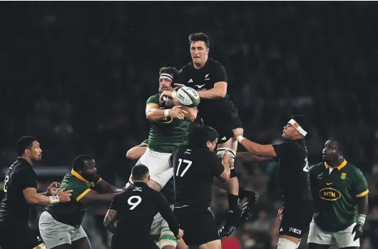  ?? GETTY IMAGES ?? Josh Lord in action for the All Blacks against the Springboks last year. Can he overcome injuries to get back in black in 2024?