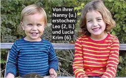  ??  ?? Von ihrer Nanny ( u.) erstochen: Leo ( 2, li.) und Lucia Krim ( 6).