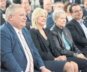  ?? RIZIERO VERTOLLI METROLAND FILE PHOTO ?? Mississaug­a Mayor Bonnie Crombie, second left, said she looks forward to taking on Premier Doug Ford, if she’s the Liberal standard bearer, and “if he’s still the Ontario PC leader.”