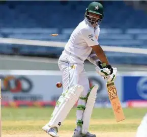  ?? AFP PIC ?? Pakistan’s Azhar Ali in action against West Indies in Barbados on Monday.