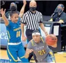  ?? BALTIMORE SUN KARL MERTON FERRON/ ?? Towson’s Kionna Jeter was picked by the Las Vegas Aces in the third round of the WNBA draft Thursday night.