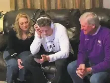  ?? NFL / Associated Press ?? At home in Ohio, LSU quarterbac­k Joe Burrow is in his own world as he’s selected first in the NFL draft by Cincinnati.
