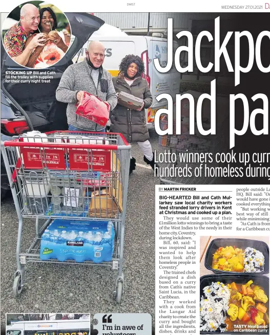  ??  ?? STOCKING UP Bill and Cath fill the trolley with supplies for their curry night treat