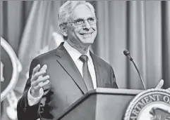  ?? ?? On defense: AG Merrick Garland answering reporters’ questions Friday.