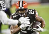  ?? AP ?? Top Browns running back Nick Chubb says he likes the team’s offseason changes but will miss receiver Jarvis Landry, who signed with the Saints.