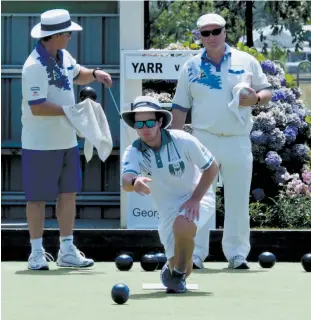  ??  ?? Yarragon bowler Jarrod Grigg helps his division four team to a 105/82 win over Thorpdale in Saturday pennant.