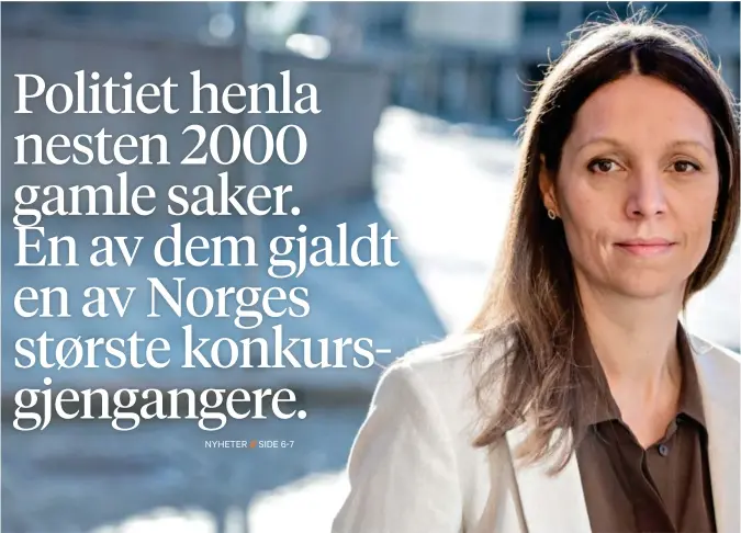  ?? FOTO: EIRIK BREKKE ?? Ved inngangen til 2018 hadde nesten 5500 saker ved Vest politidist­rikt ligget på vent i mer enn tre måneder. En opprydning ble iverksatt. Sylvia Myklebust er seksjonsle­der for politijuri­ster som jobber med økonomisk kriminalit­et. Hun bekrefter at også mer alvorlige saker innen samme felt ble henlagt i denne ryddeaksjo­nen.