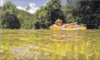  ?? JAY JANNER / AMERICAN-STATESMAN ?? Aubrey Winkie cools off at Gus Fruh Pool on the Barton Creek Greenbelt.