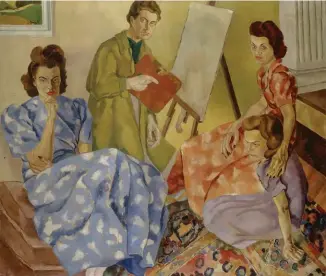  ??  ?? Left: Suzanne Duquet, Group, 1941, oil on canvas, 127 x 149.8 cm.