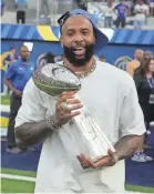  ?? KIRBY LEE/USA TODAY SPORTS ?? Receiver Odell Beckham Jr. has not played this season after he tore his ACL in the Rams’ Super Bowl 56 win vs. the Bengals.