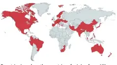  ??  ?? Countries in red are the countries of origin of non-UK students in Oban.