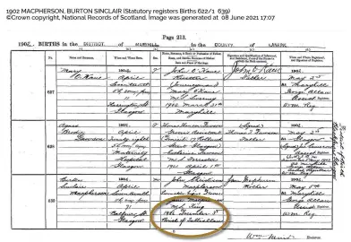  ??  ?? The Scottish civil registers of birth provide the parents’ date and place of marriage