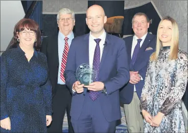  ?? (Pic: Tony O’Connell) ?? Corkman Brian O’Donovan’s lively and authoritat­ive journalist­ic style as RTE’s Washington Correspond­ent, and his book ‘Four Years in the Cauldron’, earned him the March Cork Person of the Month. Pictured at the awards presentati­on, l-r: Ann-Marie O’Sullivan, AM O’Sullivan PR; Manus O’Callaghan, Awards organiser; Brian O’Donovan; Pat Lemasney, Southern and Niamh Lehane, Lexus Cork.