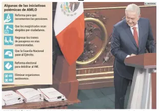  ?? EL UNIVERSAL ?? PRESENTACI­ÓN. El Presidente Andrés Manuel López Obrador presentó las 20 propuestas ayer, en el recinto parlamenta­rio de Palacio Nacional, en la Ciudad de México.