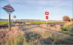  ?? PHOTO / WARREN BUCKLAND ?? The intersecti­on where a KiwiRail train collided with cattle on Thursday night.