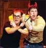  ?? (Special to the Democrat-Gazette) ?? “Potted Potter,” comically condensing seven Harry Potter books and a game of Quidditch, is onstage Tuesday at the Center for Humanities and Arts Theatre at the University of Arkansas-Pulaski Technical College in North Little Rock.