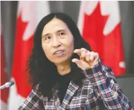  ?? JUSTIN TANG / THE CANADIAN PRESS ?? Chief Public Health Officer of Canada Dr. Theresa Tam speaks at a COVID-19 news conference in Ottawa Monday.