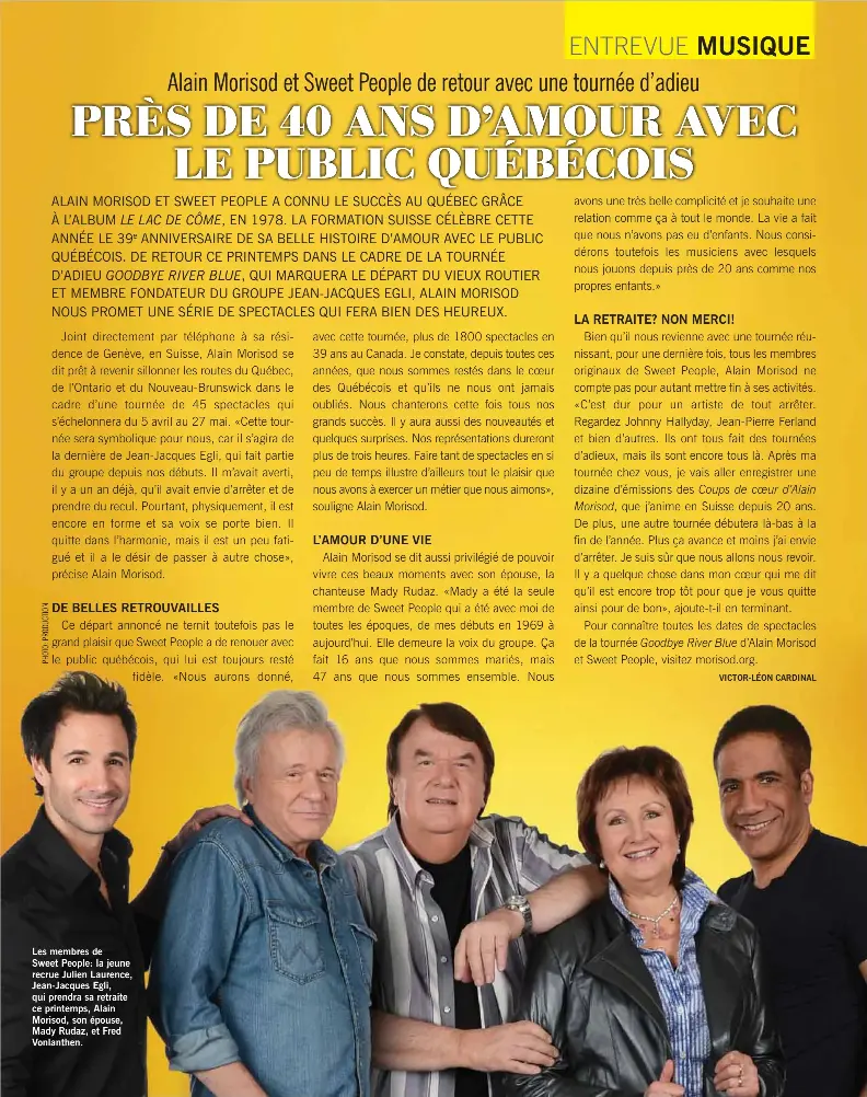 Alain Morisod Et Sweet People: Une Tournée D'adieu - Pressreader