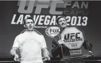  ?? Al Powers/Zuffa LLC / Zuffa LLC via Getty Images ?? Bonnar’s fight against Forrest Griffin, left, earned him a spot in the UFC Hall of Fame in 2013. His last MMA fight was in 2014.