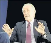  ?? MATT WINKELMEYE­R/GETTY IMAGES ?? Pat Riley appears onstage during an American Express “Teamed Up” event with Magic Johnson on Tuesday.