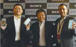  ?? NORMAN HIU/ THESUN ?? At the launch ... Sony Malaysia managing director Satoru Arai (centre) with Sony Mobile Malaysia’s channel specialist Jason Lam (far left), and sales and marketing head Rishi Vijay Raj.