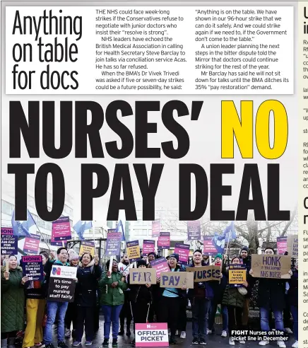  ?? ?? FIGHT Nurses on the picket line in December