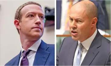  ??  ?? Facebook chief executive Mark Zuckerberg and Australian Treasurer Josh Frydenberg shared more than a few calls before reaching an agreement.